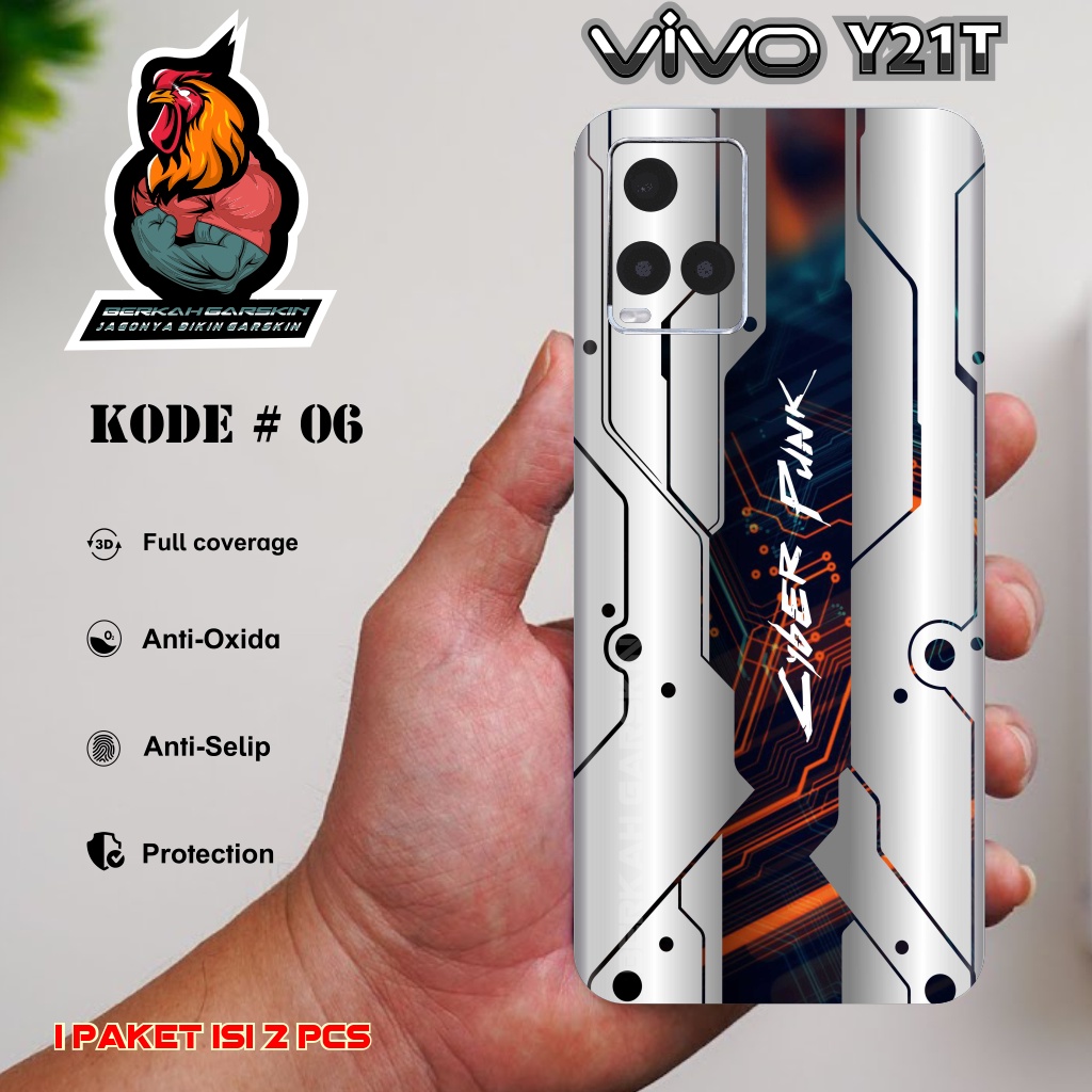 (Isi 2 Pcs) Garskin Premium Vivo Y21T ProMotif 6-10 Bisa Request Gambar