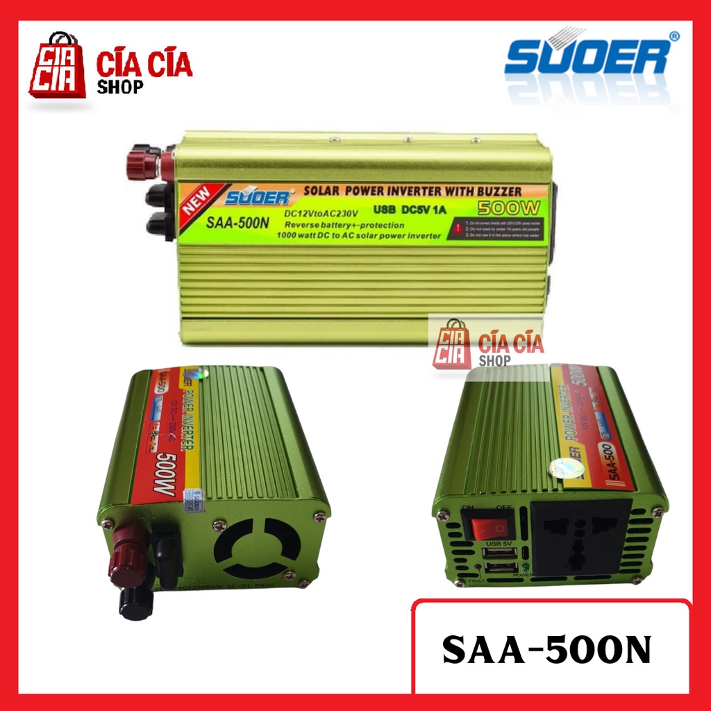 Power inverter suoer 500w DC to AC 12v to 220v SAA-500N Inverter with Buzzer Inverter 500 Watt