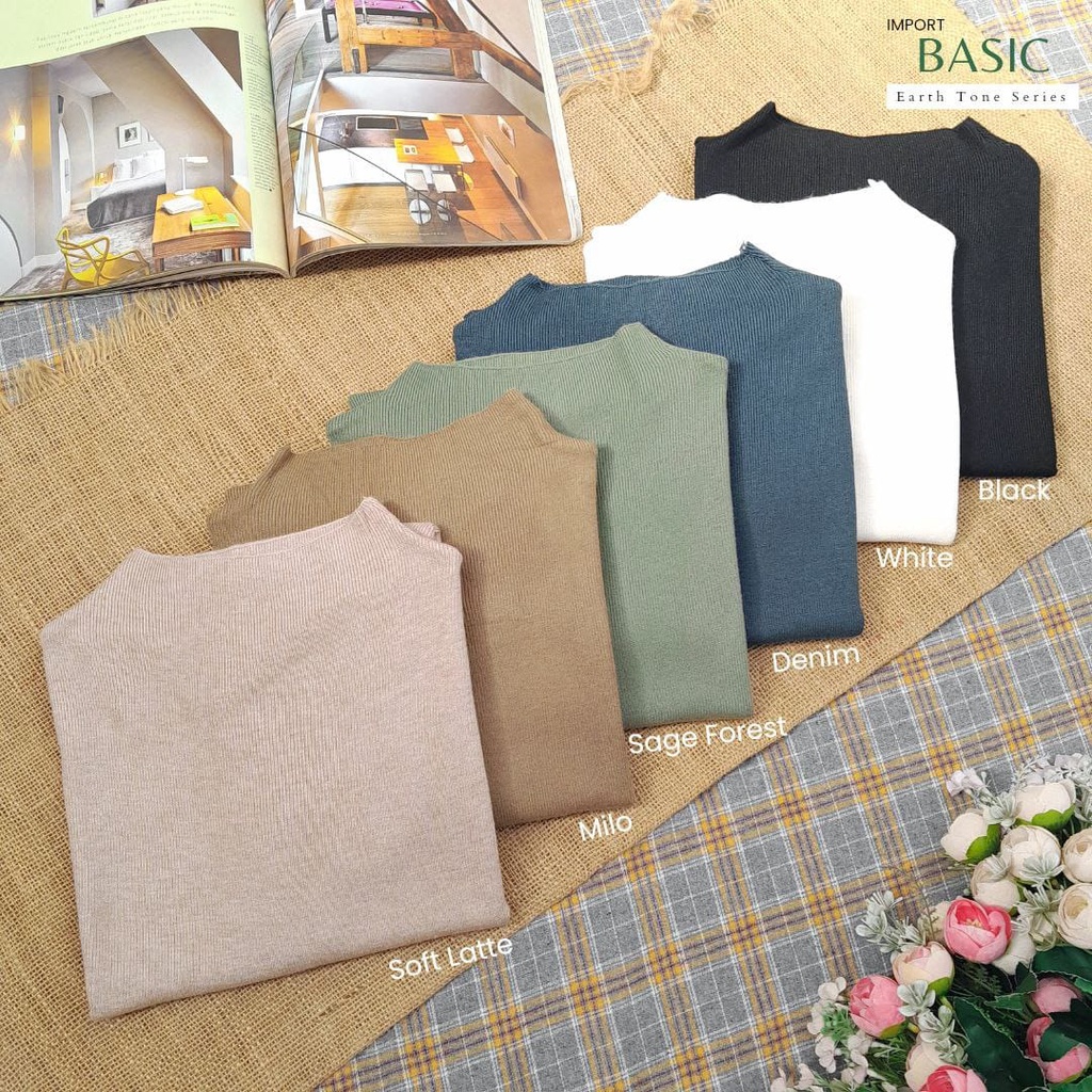 CallieTamami - A 5815  IMPORT Basic Turtle Neck Earth Tone Series (Bahan bagus,halus, lumayan besar)