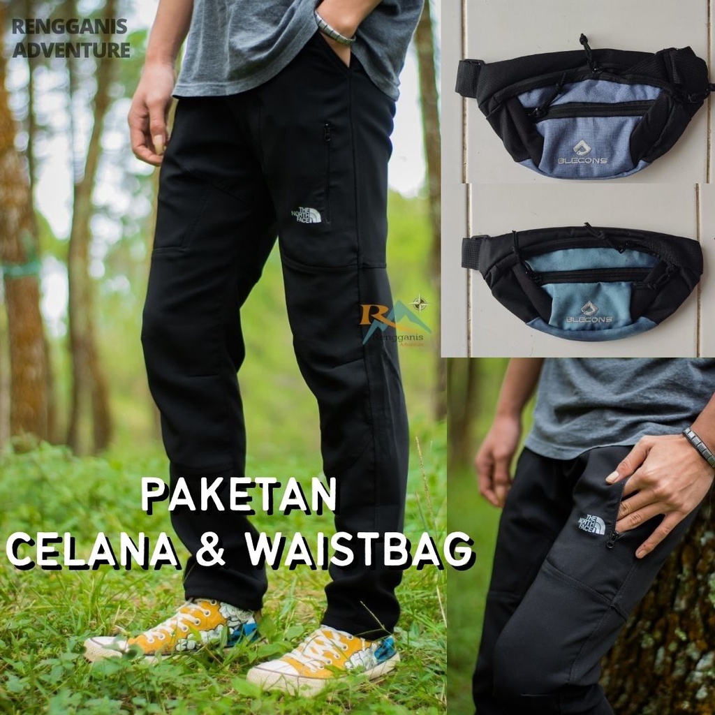 (PROMO PAKET) CELANA PANJANG GUNUNG QUICDRY BONUS WAISTBAG HIKING OUTDOOR