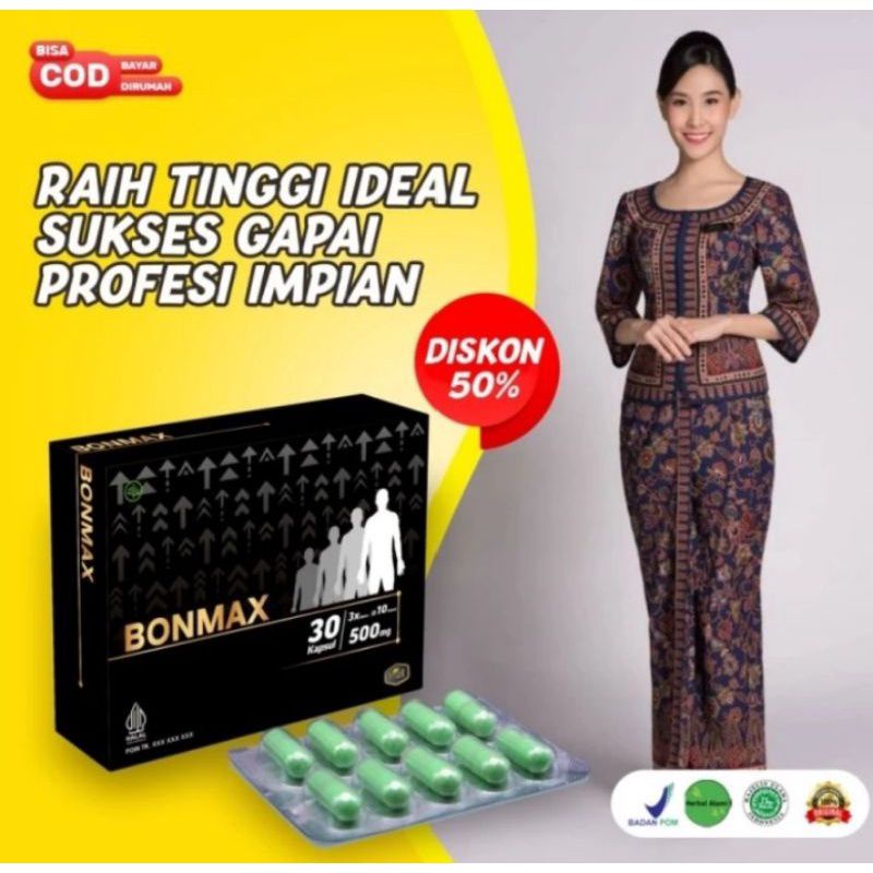 BONMAX KAPSUL PENINGGI HERBAL/ NAIK 5-15 CM/ BANTU TINGGIIN BADAN