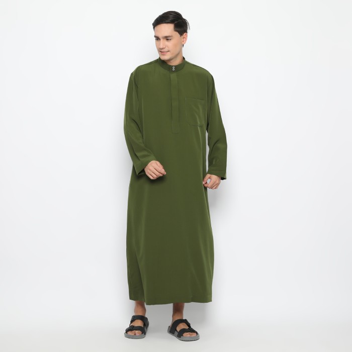 Jubah Pria SHOHIB GAMIS PRIA LENGAN PANJANG YAMAN NEW - HIJAU ARMY NEW, S terbaru slimfit premium de