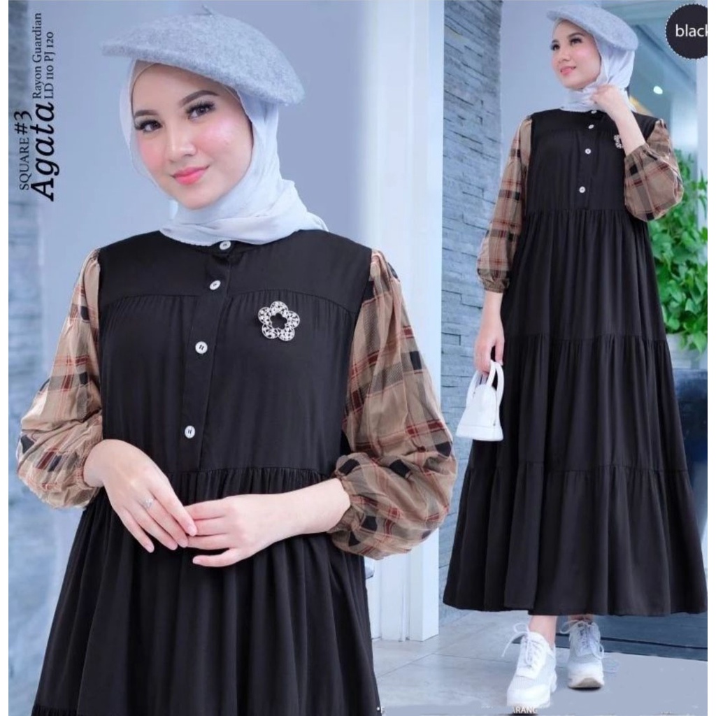 MIDI DRESS AGATHA DRESS BAHAN CRINCLE AIRFLOW PREMIUM