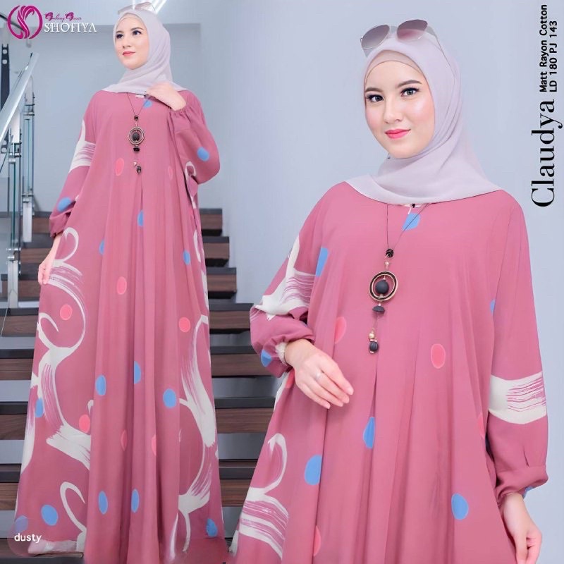 CLAUDYA KAFTAN BUSUI JUMBO RAYON PREMIUM LONGDRESS TERBARU GAMIS KELELAWAR ADEM TERMURAH