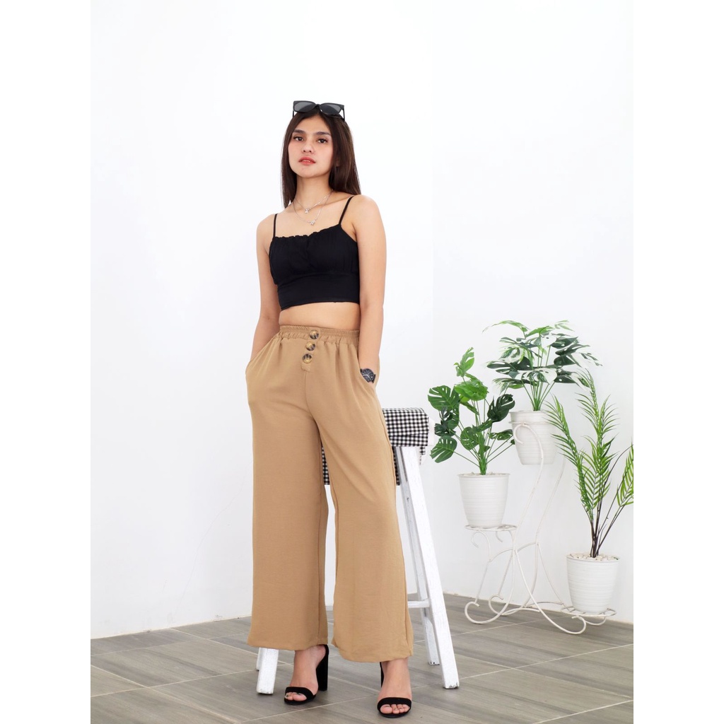 Celana Kulot Highwaist Kancing kekinian Zameela Collection [NEW] Loose Pants Celana Wanita Premium