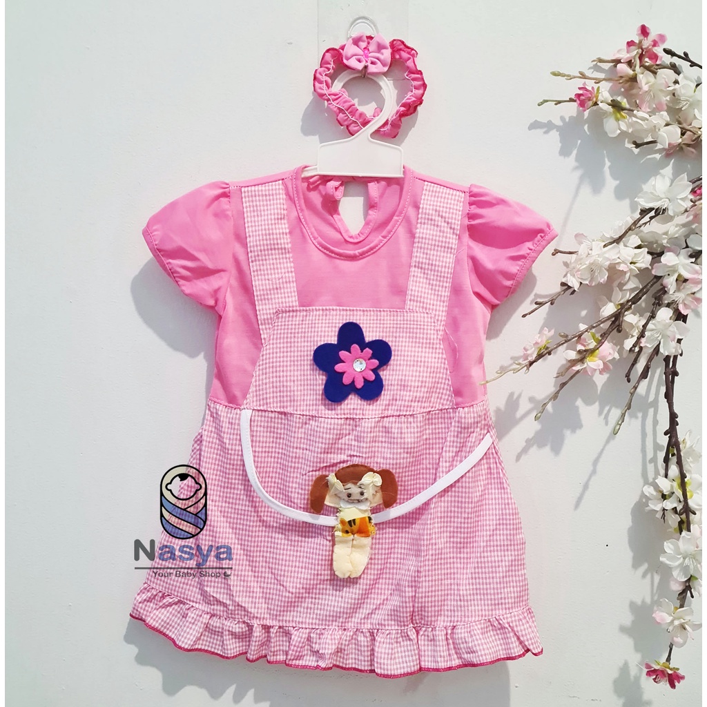 [MM-021] Dress Baju Bayi 3-12 bulan / Pakaian anak perempuan kaos (bonus bandana)