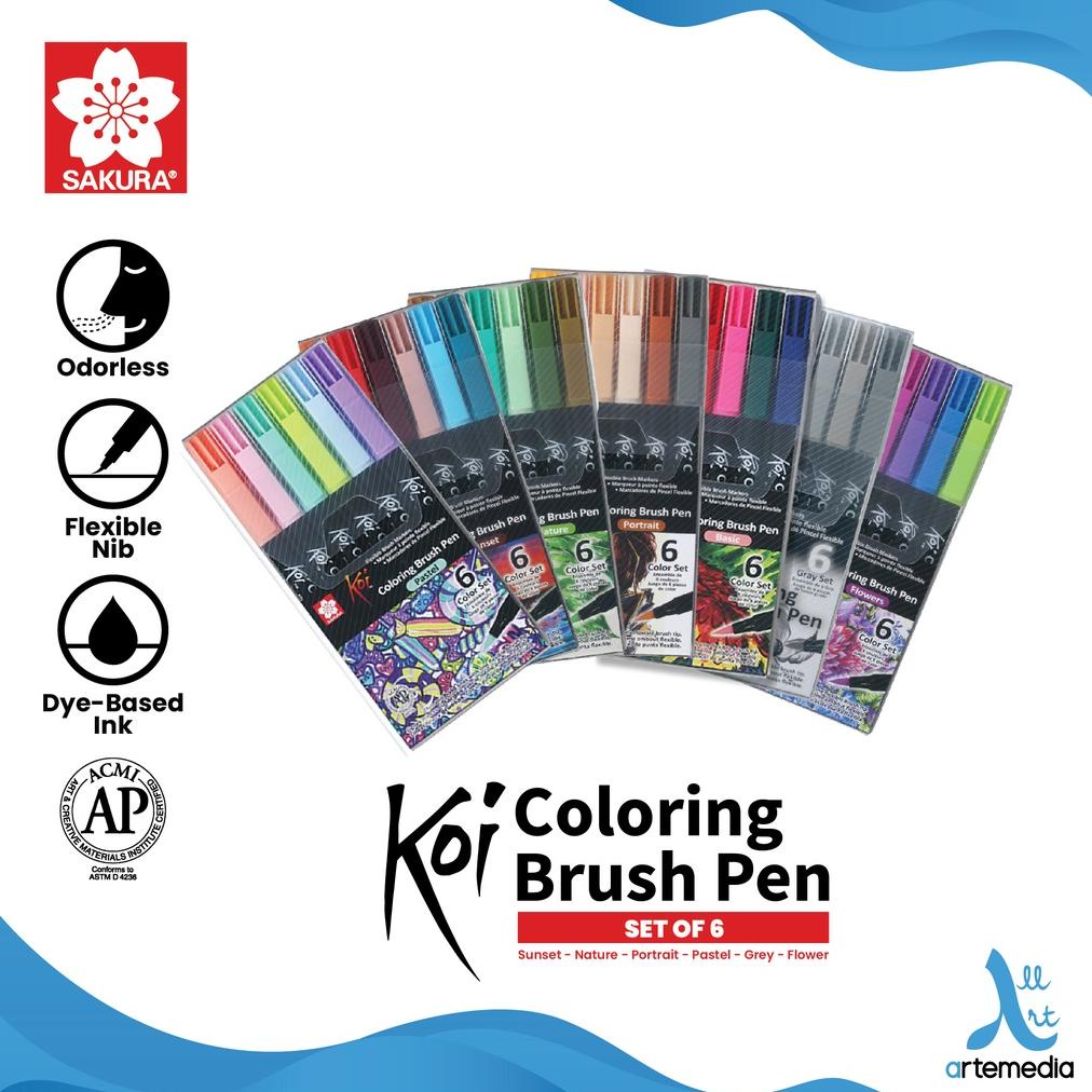 

Brush Pen Sakura Koi Coloring Brush Pen Set 6 Pena Kuas Warna