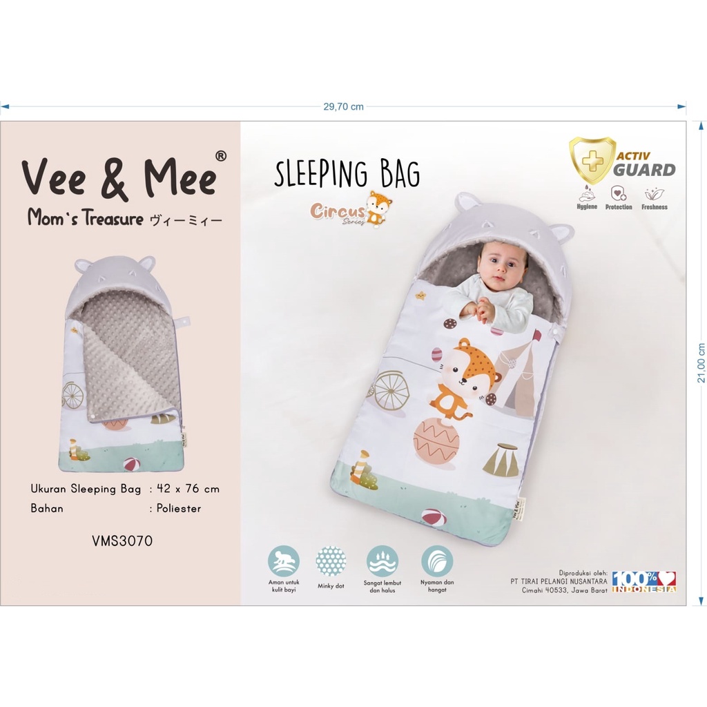 Vee &amp; Mee Sleeping Bag Minky Kantong Tidur Bayi Lembut &amp; Hangat Anti Bakteri Circus Series - VMS 3070