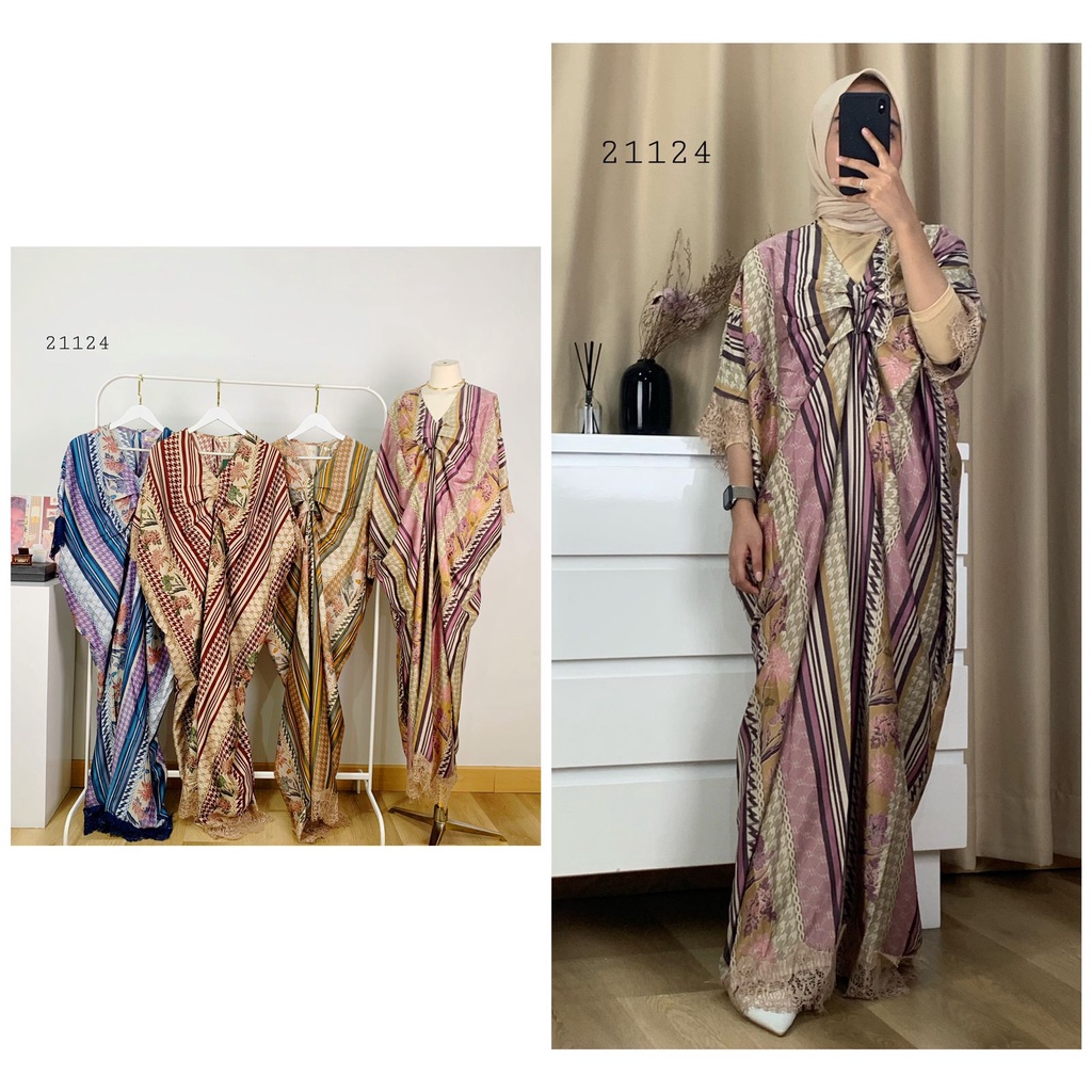 21124 LONG MAXI KAFTAN MIX BROKAT EXTU HERITAGE PREMIUM GAMIS KALONG SLIKY SATIN LICIN FULL MOTIF PR