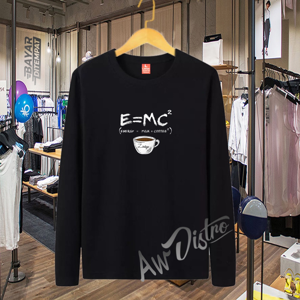 COD Baju Kaos Distro MILL X-COFFE Print Premium Quality Lengan Panjang Kaos Tulisan Kaos Kata-Kata Kaos Sablon Big Size