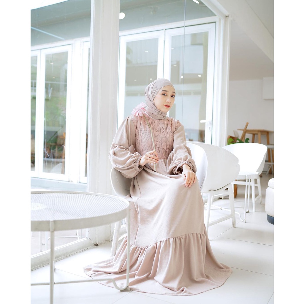 JAHIRA DRESS GAMIS MUSLIM WANITA DRESS CRINKLE MIX BRUKAT