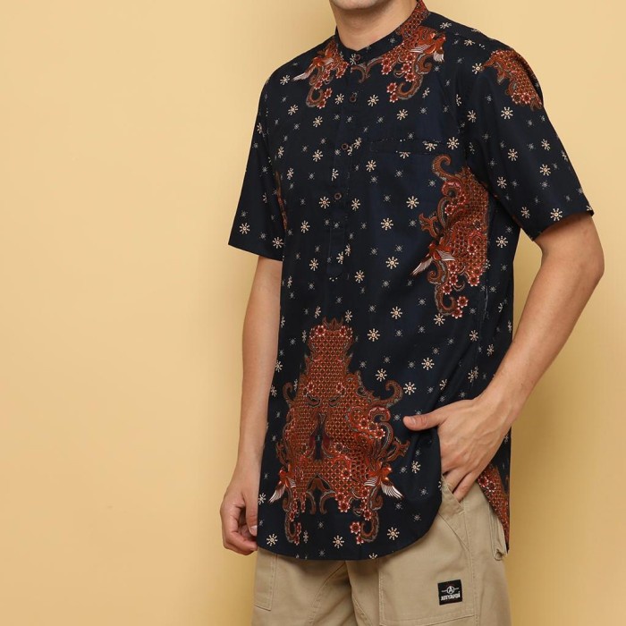 baju koko batik pria lengan pendek baju Koko assyauqie - motif 10, S Terbaru S0E3