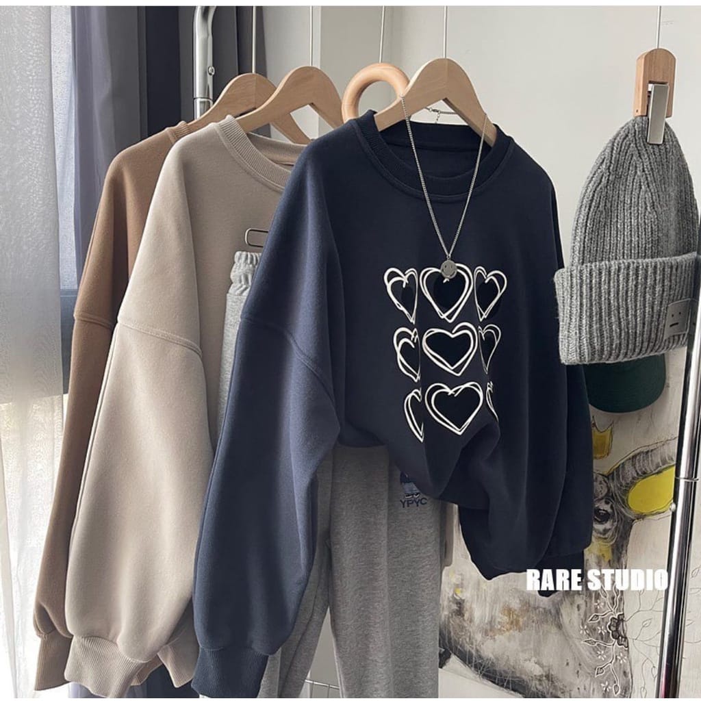 MINI LOVE CREWNECK SWEATER OVERSIZE TERBARU  STYLE WANITA