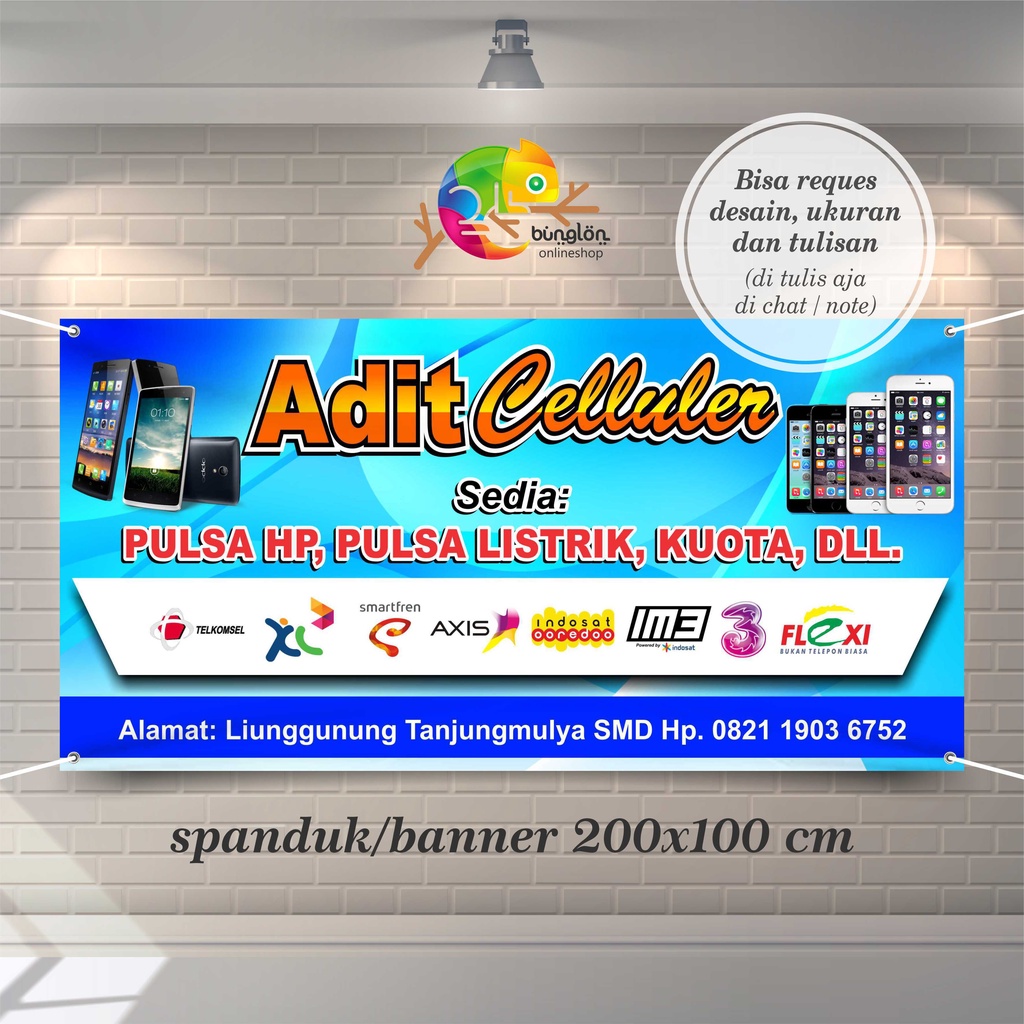 Spanduk, Banner Toko Celluler & Pulsa