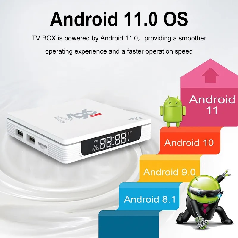 M96 W2 - Android 11 Smart TV Box 4K UHD - RAM 4GB ROM 32GB - Android TV Box Ekonomis Terbaik