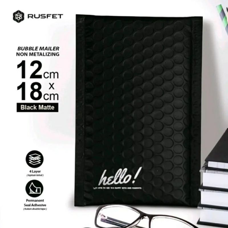 

BUBBLE MAILER /amplop bubble premium/ security bag rusfet 12x18 + 4cm BLACK