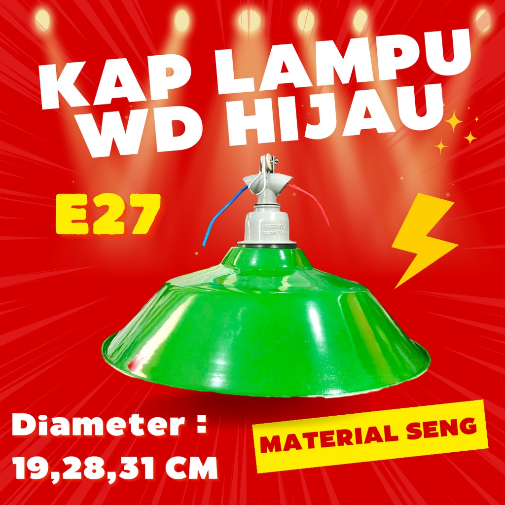 KAP LAMPU JALAN WD HIJAU GANTUNG E27 / LAMPU TIANG / KAP JALAN / FITTING LAMPU JALAN /FITTING OUTDOOR /LAMPU OUTDOOR MATERIAL SENG