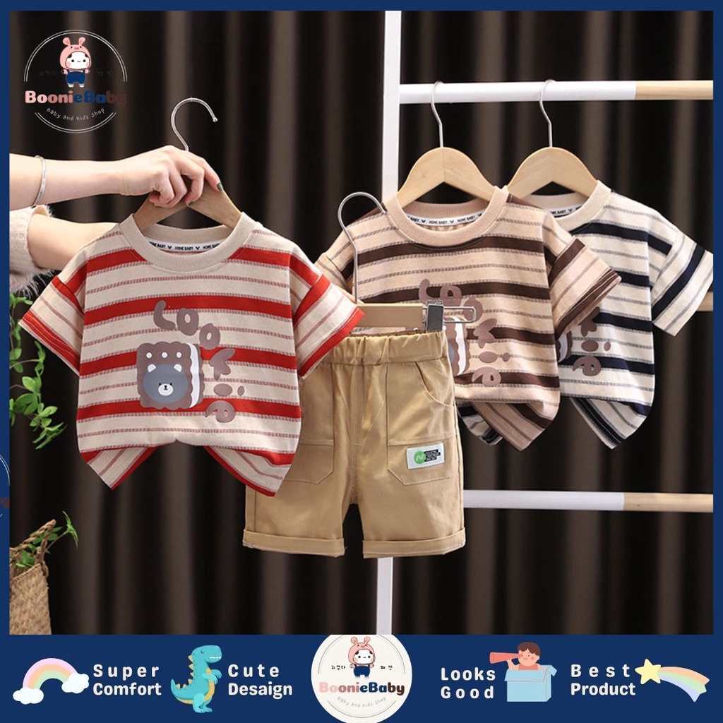 boonie -COD SET COOKIES EBV setelan kemeja anak laki laki import baju anak cowok impor kemeja anak cowok  import kemeja lengan pendek