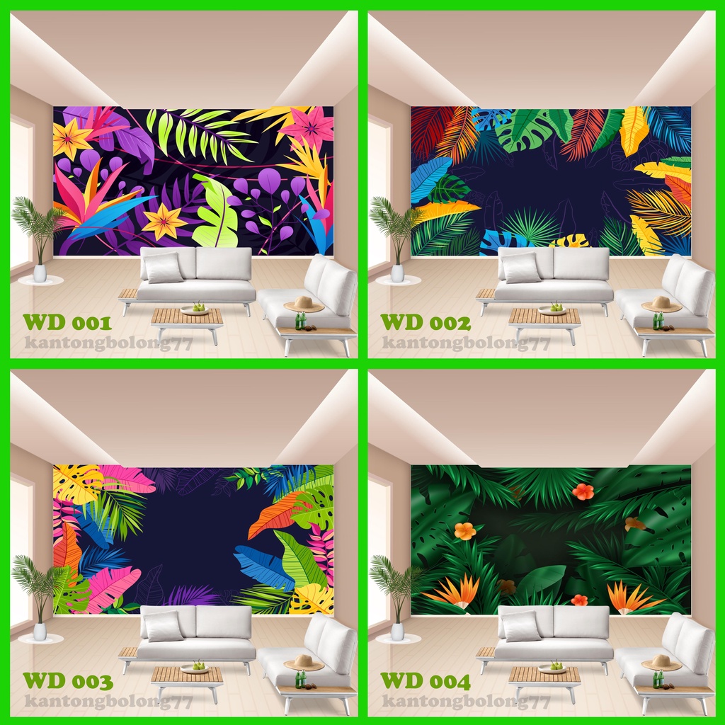 WALLPAPER DINDING 3D CUSTOM DAUN WALL STIKER DEKORASI HIASAN DINDING WALLPAPER 3D MOTIF DAUN