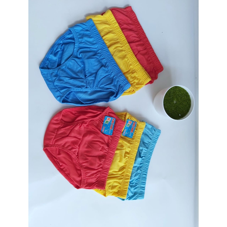 6 Pcs Celana Dalam Anak Laki-Laki KEN KEN Polos Bahan Katun