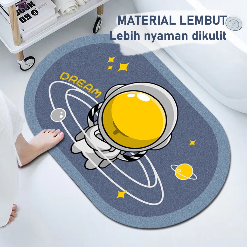 Keset Batu Kamar Mandi Motif Karakter Ukuran 60cm x 40cm Keset Viral Keset Kaki Kamar Mandi Nyerap Air Anti Bakteri Premium Anti Slip Termurah D2A2