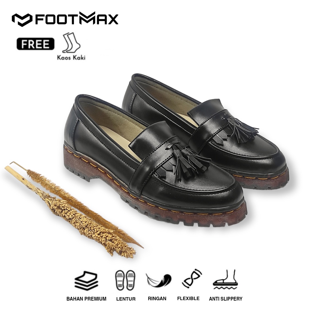 Sepatu Docmart Wanita Casual Formal Sepatu Kerja Wanita Slip On Loafer Termurah