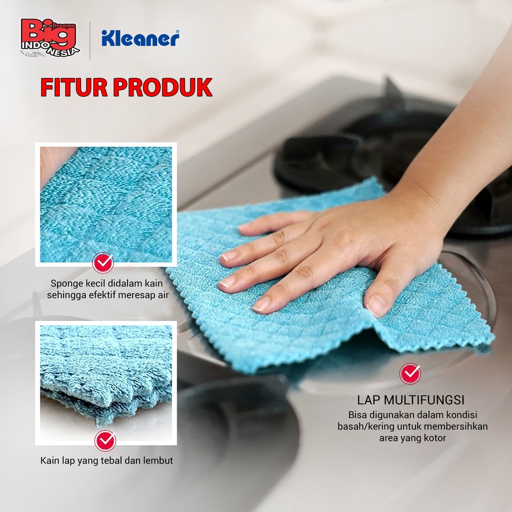 Kain Lap 2 Pcs Microfiber Sponge Cloth Multifungsi Anti Gores Kleaner GSG001