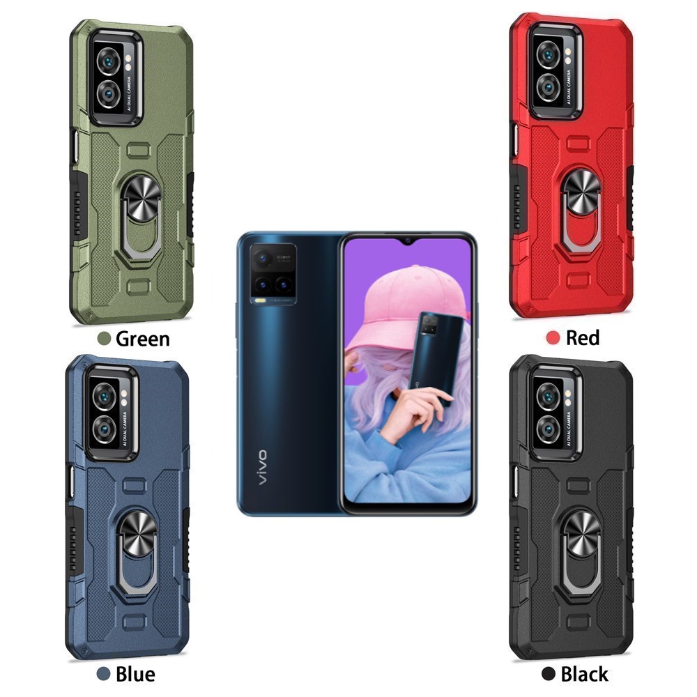 Case Armor VIVO Y21 Y21S Iring Cincin Magnetic Kesing Hp Protect kamera Premium Hard Case Standing Robot Pelindung Kamera