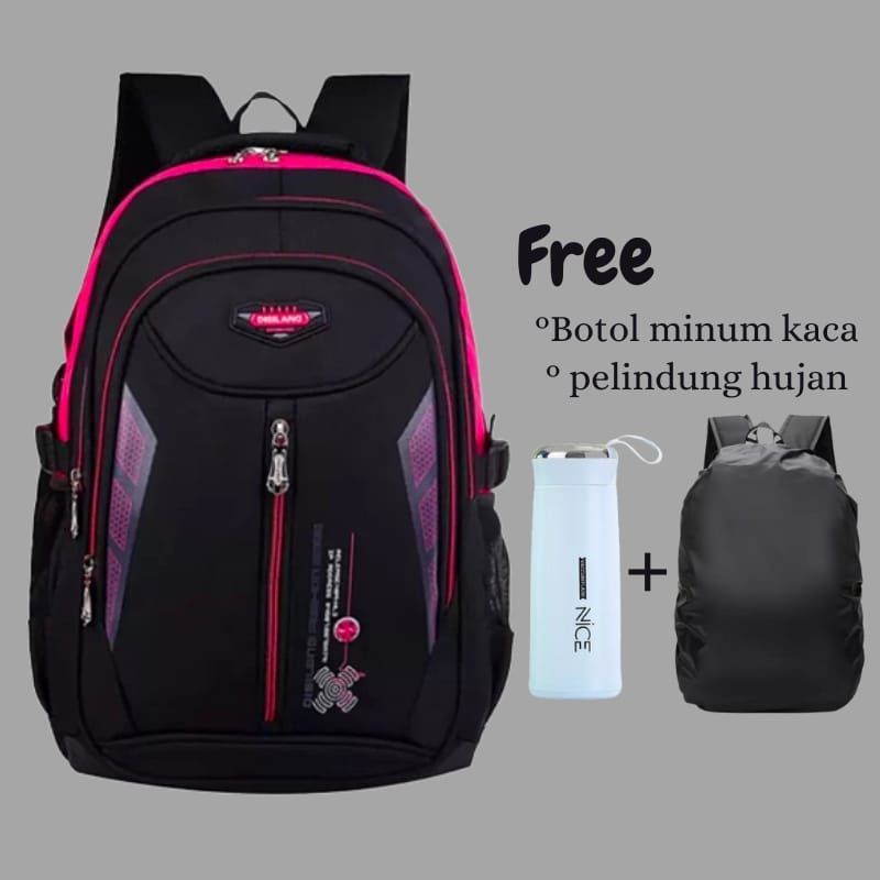 Tas Ransel Anak Tas Sekolah SD SMP DISILANG Gratis Cover Hujan + Botol Minum