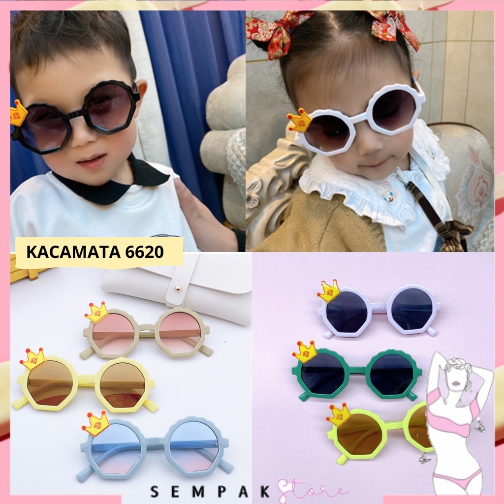 SS Kacamata Hitam Anak New Trend 6620 Fashion Anak Terbaru Bulat Crown kacamata hitam High Quality Import