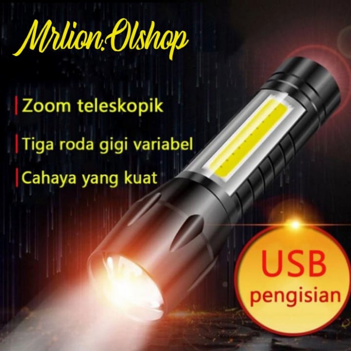 Terbaik SENTER SWAT MINI ZOOM SENTER POLICE LED COB -Mrlion-