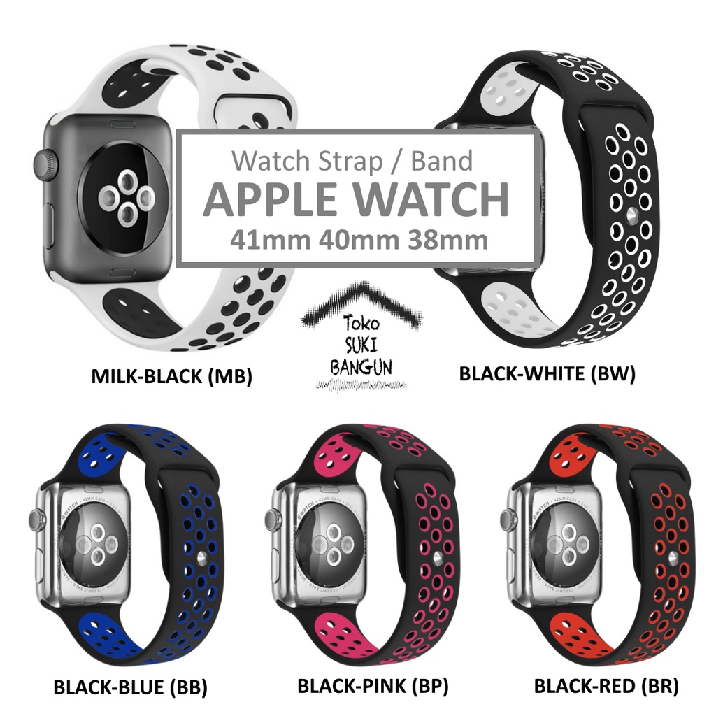 Strap Apple Watch Series 7 6 5 4 3 2 1 41mm 40mm 38mm TALI JAM Rubber SPORT BREATHABLE NEW COLOR