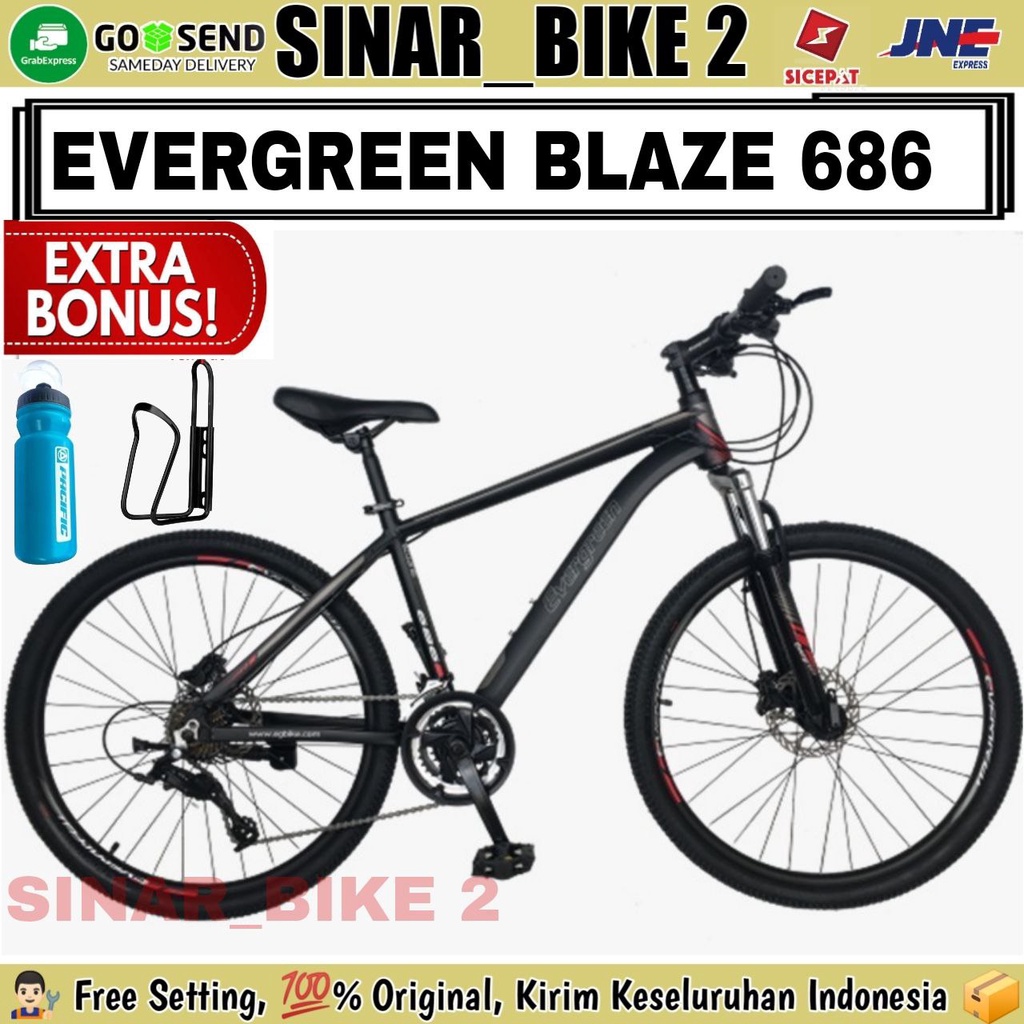 Sepeda Gunung MTB EVERGREEN BLAZE 686 Uk 26 REM HIDROLIK ALLOY