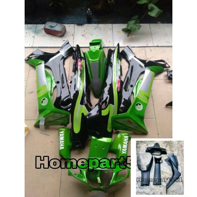 FULL SET BODY KASAR BODY HALUS YAMAHA FIZR FIZ R SET STRIPING CALTEX HITAM HIJAU