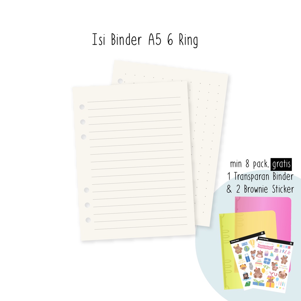 

Paperie Lab - Isi Binder Loose Leaf A5 6 Ring 100gsm Tebal Anti Tembus