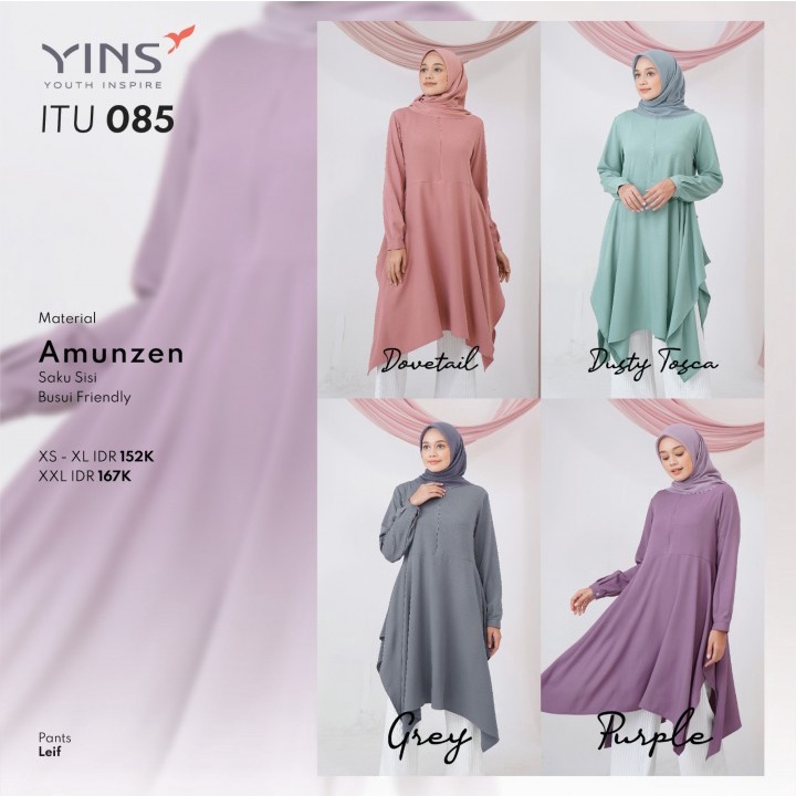 Tunik Youth Inspire ITU 085 / Tunik Remaja Wanita Muslim Dovetail - Dusty Tosca - Grey - Purple Terbaru 2023