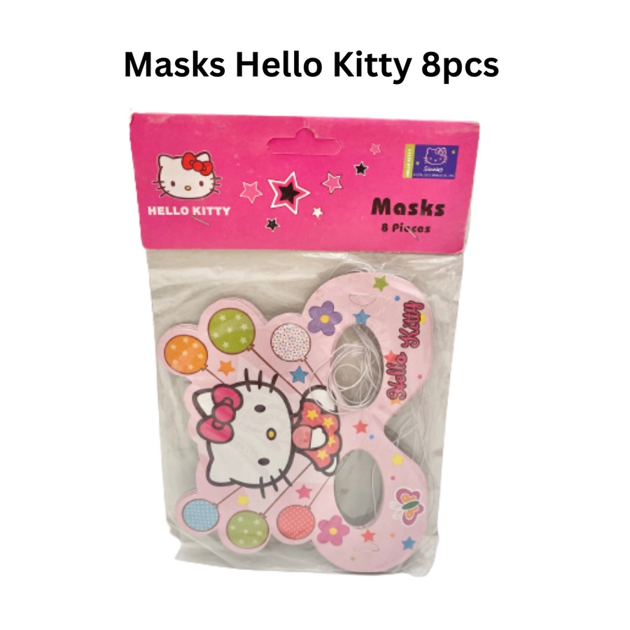 Masks Hello Kitty 8pcs / Topeng Kertas Pesta Anak