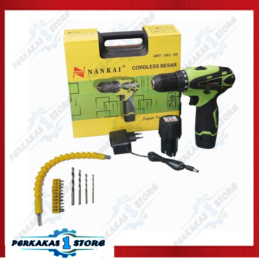 Cordless Nankai / Mesin Bor Cas Charger 12V Cordless Drill Nankai Set SEDIA JUGA HDT