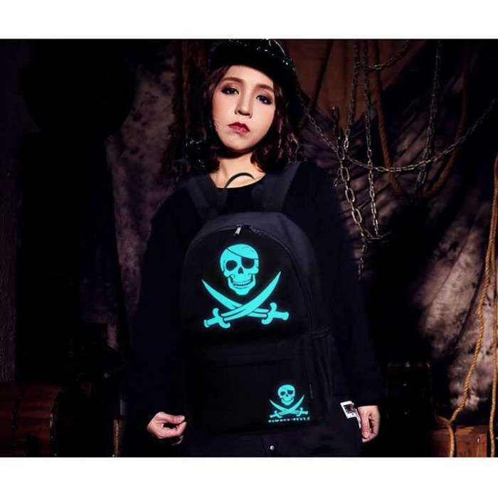 Tas Ransel Sekolah Oxford Glow in The Dark Backpack Stylish Gadget Bag Punggung Fashion Murah