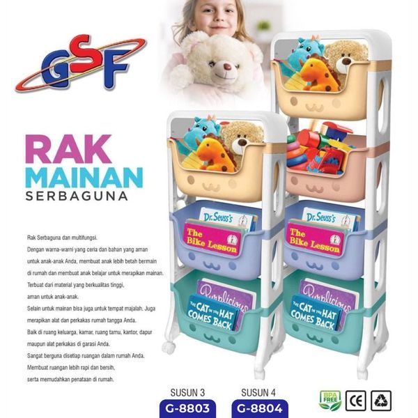 Rak Mainan 04 SUSUN Q2 GSF 8804 /8803 / rak serbaguna 4 susun 3 susun / tempat mainan / box tas / te
