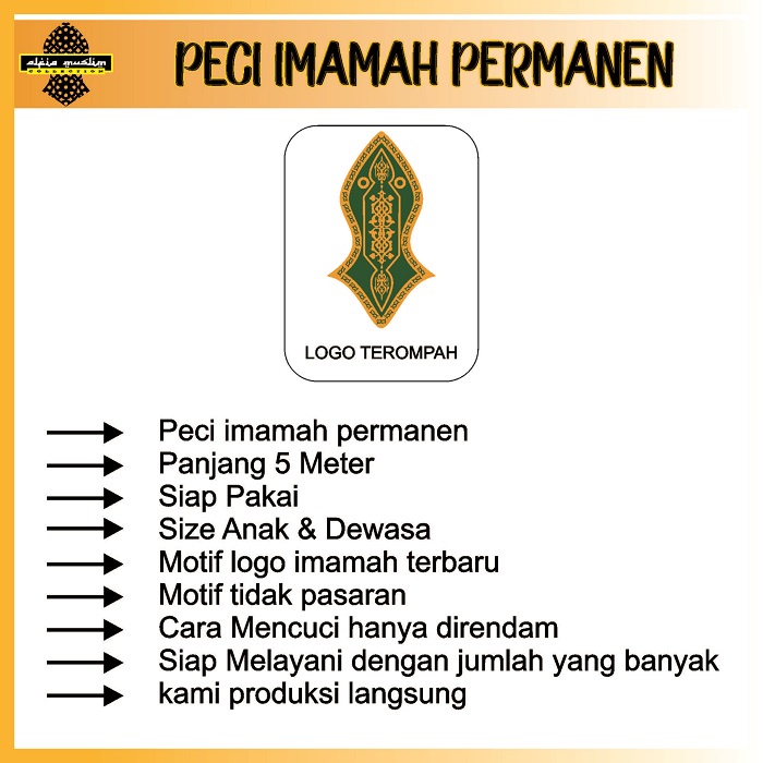 Peci Imamah Permanen 5 Meter termurah