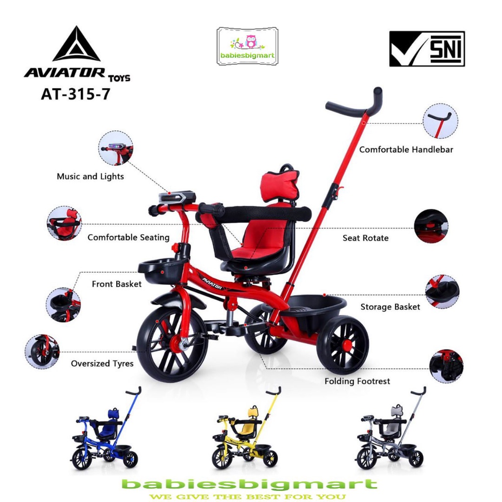 SEPEDA ANAK RODA 3 TIGA TRICYCLE AVIATOR AT 115 / AT 315-7 / AT 306 7 / AT 105 7 / TC 03 / TC 06 / T 21 / GY 101 / GY 1122 PMB GYRO DORONGAN