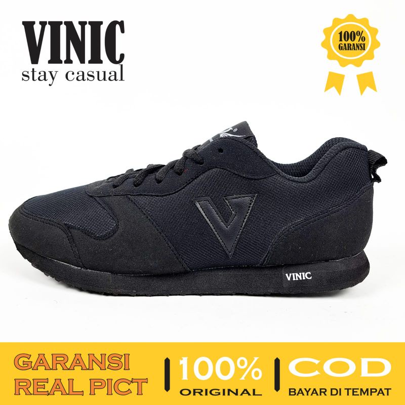 SEPATU ORIGINAL VINIC HITAM POLOS MODEL TERBARU PRIA/WANITA