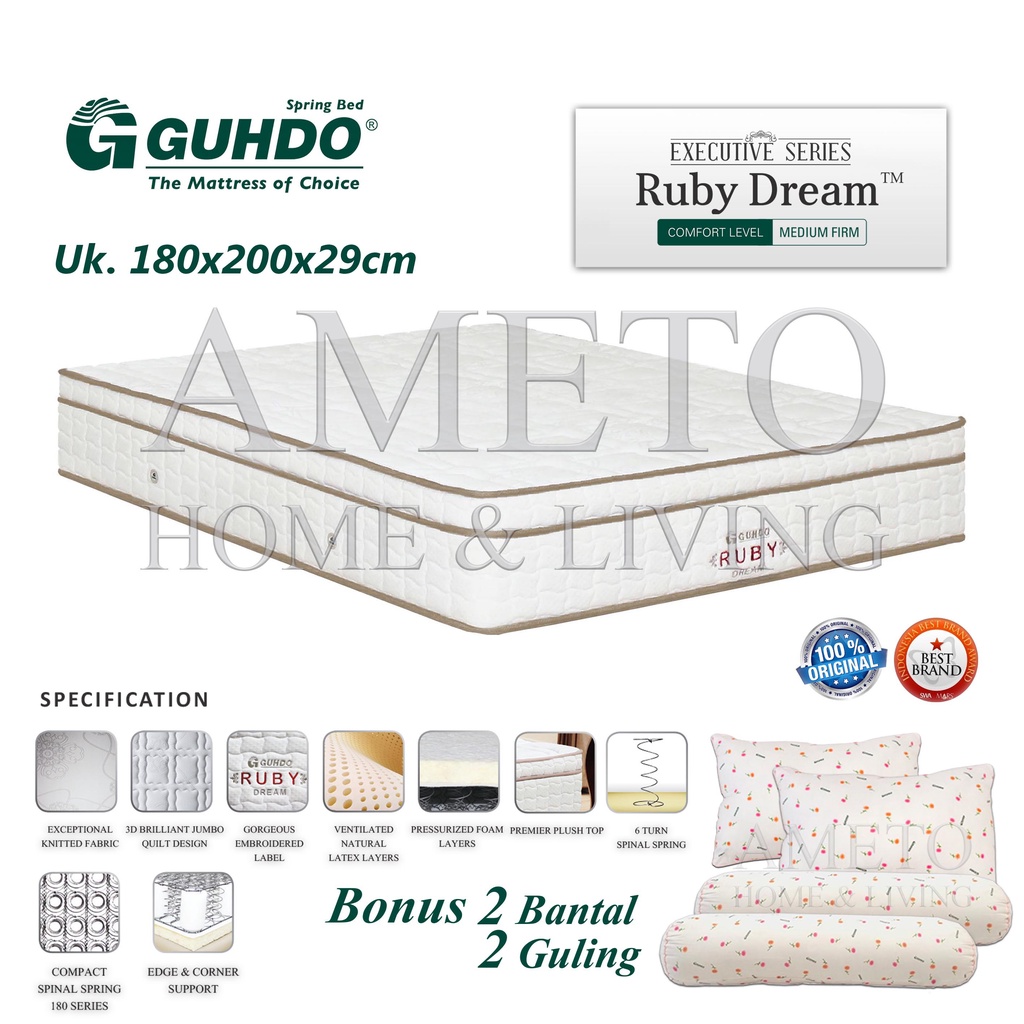 Paket Guhdo Springbed Ruby Dream Latex 180x200 Tebal 29 cm (HANYA KASUR)