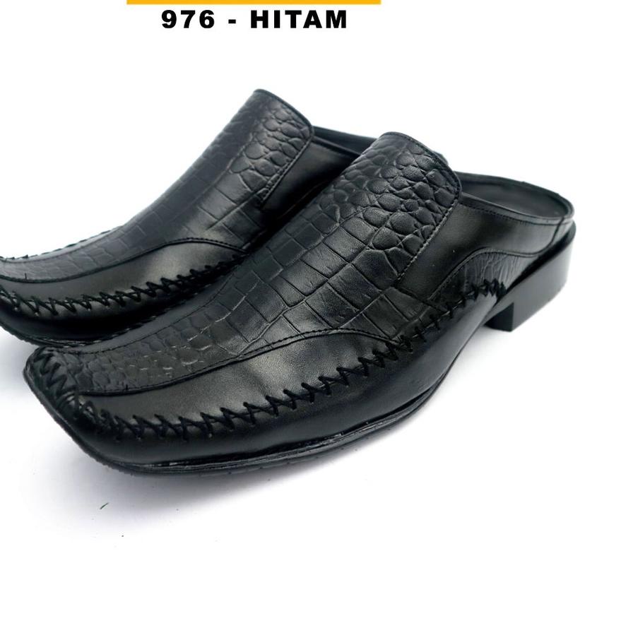 ✪ Sepatu Sandal Pria Bustong Kulit Asli Motif Buaya 976 ֍