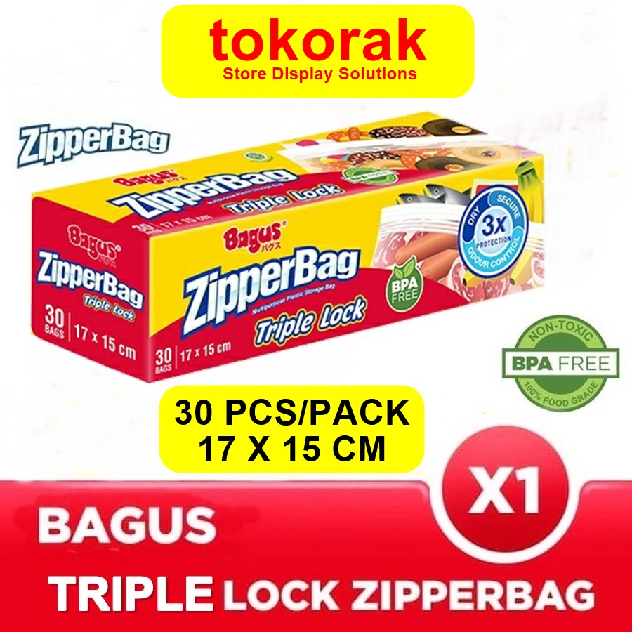 BAGUS ZIPPERBAG TRIPLE LOCK 30'S 17 X 15 CM ZIPLOCK ZIPPER BAG