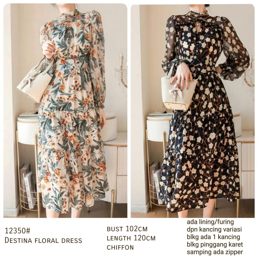 GROSIR FASHION 12350# destina floral dress FASHION WANITA three m threem 3m 3ms TM