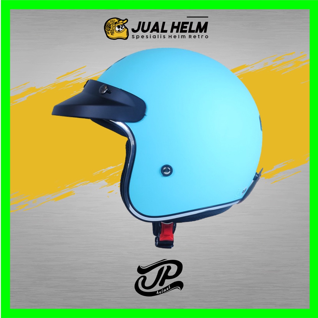 Helm Retro JP New Bigie Solid Jade Green Doff | Helm JPX Retro Half Face | JUAL HELM