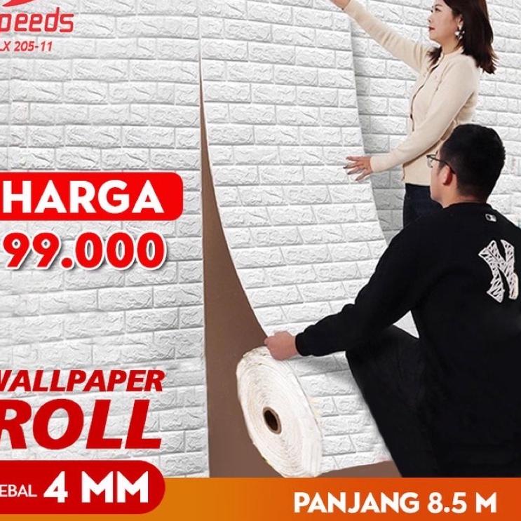 Promo Ngetrend Wallpaper Dinding Roll Wallpaper 3D Wallpaper Dinding batu bata 205-1
