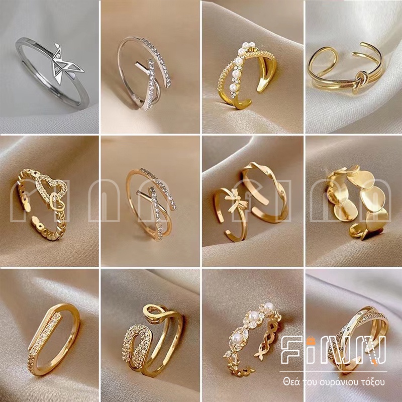 Cincin Terbuka Titanium - Cincin Wanita Bahan Titanium Steel Hias Kristal Mutiara Adjustable Untuk Pernikahan